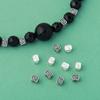 Prata de Lei S925 Retrô Dupla Face 3mm Geométrico Pequeno Quadrado Espaçador Contas Quadradas Prateadas Prata Quebrada Acessórios para Pulseira DIY