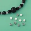 Plata Esterlina S925 Retro Doble Cara 3mm Geométrico Pequeño Cuadrado Cuentas Espaciadoras Cuentas Cuadradas de Plata Plata Rota Accesorios para Pulsera DIY
