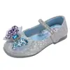 Zapatos de Princesa de Cuero para Niñas 2025 Primavera y Otoño Nuevos Zapatos Casuales de Cristal Niña Pequeña Zapatos Individuales de Moda con Velcro de Una Tira