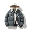 Chamarra acolchada de algodón estilo americano de dos piezas falsas para hombre, abrigo acolchado con capucha de corte holgado de moda para invierno para adolescentes