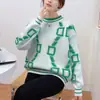 Suéter Pulóver de Punto con Bordado de Letras, Cuello en V, Holgado, Talla Grande, Moda Otoño e Invierno, Toalla de Comercio Exterior Europeo y Americano para Mujer