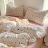 Conjunto de Cama de Algodão Lavado Cloud-Sense Classe A Quatro Peças Capa de Edredom Floral Pequeno Lençóis Colcha Conjunto de Três Peças para Dormitório Universitário