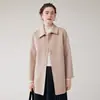 Abrigo de lana negro, chaqueta de lana de doble cara para mujer, nuevo modelo otoño e invierno 2026, 100% lana pura, cuello de solapa, de alta gama y versátil