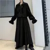 Camisa de Manga Larga con Cuello Retro de Puño Fruncido y Cordón para Hombre y Mujer Popular en Internet Europeo y Americano Distintiva Camisa de Corte Moderna