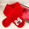 Cachecol infantil espessado de pelúcia vermelha com pelo de coelho para meninos e meninas, bebê, outono e inverno, cachecol de Ano Novo, atacado