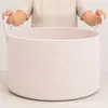 Cesta para ropa sucia de almacenamiento en casa, tejida con cuerda de algodón, plegable con asa, cesta de lavandería, cesta de almacenamiento, contenedor de almacenamiento para artículos diversos