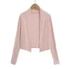 Conjunto de Primavera/Verano: Cárdigan de punto de manga larga con protección solar, top sin mangas de cuello alto, falda plisada de longitud media, traje de poliéster para mujer