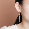 Yuebao Jewelry S925 Prata Esterlina Banhado A Ouro Cera De Abelha Vintage Luz Luxo Rodada Contas Borla Brincos Elegantes Estilo Nacional Versáteis Brincos