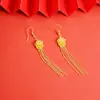 Brincos Gancho Dourado Areia Vietnamita Tendência Estilo Étnico Brincos com Borla Rosa para Mulheres Joia de Orelha Retro Duradoura Fabricante