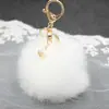 Colgante de Bolsa Bolita de Piel de Perla Llavero de Bola de Piel Llavero de Piel de Conejo Sintético Colgante de Coche Decoración de Bola de Piel Llavero de Piel para Mujer
