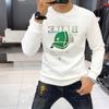 Moletom Europeu Novo de Manga Comprida para Homens com Lantejoulas Estampadas, Top Masculino de Marca da Moda com Fleece, Camiseta Básica de Outono e Inverno
