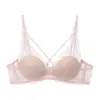 Conjunto popular de lingerie de renda francesa para mulheres, com aro, design push-up, costas sexys com cruzamento e conjunto combinando de sutiã e calcinha