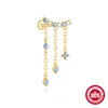Pendientes de Plata de Ley S925 con Ágata Natural, Cristal, Piedra Lunar y Borla, Piercing Rosca de Cabeza Plana para Hueso de la Oreja, Popularidad Caliente Europea y Americana