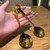 Cuchara de Acero Inoxidable 304 con Cabeza Redonda, Estilo Coreano, Alto Valor Estético, Simple y Moderna, Color Dorado, Cuchara para Comer en Casa, Grado Alimenticio