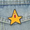 Broche de Estrella Amarilla de Dibujos Animados de Personalidad Creativa Insignia de Accesorio Metálico Linda Divertida de Estrella de Cinco Puntas Transfronteriza Europea y Americana