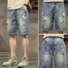Pantalones Cortos de Mezclilla para Trabajo para Hombre Verano Delgados Sueltos de Marca de Moda Casual Americano Pantalones de Cinco Puntos 2024 Nuevos Pantalones de Montar