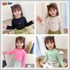 Camisa básica de cuello bajo para niñas, primavera y otoño, manga larga para niñas, otoño, otoño e invierno, para bebés, cálida y elegante