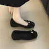 Sapatos Mary Jane Novos com Salto Escondido de 4cm, Estilo Francês Gentil, Slip-on com Laço, Bico Redondo, Sapatilhas Leves para Mulheres