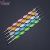 Herramientas Huan para uñas suaves espiral de doble cabeza Barra de Cristal Pluma de flor traje de 5 piezas pluma para taladro gancho pluma para uñas de flor venta al por mayor