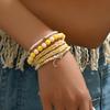 Pulseira Tecida Vintage da Moda conjunto Elástica com Contas Arroz Cacto Lua Pingente Simples Versátil Pulseira para Mulheres