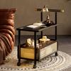 Mesa de Centro Estilo Mediados de Siglo, Mesa de Centro Móvil, Mesa Lateral para Sofá, Carrito Pequeño de Empuje, Mesa Lateral de Gama Alta, Mesa Lateral para Té, Carrito de Madera Maciza para Sala de Estar