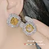 Versa Brillante Aguamarina 10*10 Set Mujeres Chapado 18K Polvo de Princesa Cuadrado Retro Diamante de Zirconio Trigo Pendientes