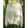 Suéter Suelto y Suave para Mujer, Camiseta Base de Punto de Cachemir Puro con Forro Polar Adelgazante, Blanco
