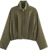 Ropa Europea y Americana para Mujer Transfronteriza AliExpress Venta Caliente Moda Francesa Casual Chaqueta Bomber con Cuello Alto Abrigo