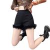 Pantalones Cortos Negros Mao Mao para Mujer Otoño e Invierno 2023 Nuevo Estilo Ropa Exterior Moda Ajustados Adelgazantes de Cintura Alta de Línea A Pantalones Cortos para Chicas Atrevidas