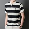 Camiseta Polo de Manga Corta para Hombre a Rayas y Bloques de Color Verano Bordada para Jóvenes y Adultos Camisa con Cuello Polo para Hombre