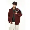 Chamarra vintage raglán, talla grande, cuello alto, top sencillo, chamarra silueta aviador, estilo americano casual holgado para hombre