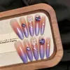 Manicura Francesa Ojo de Gato Hecha a Mano, Fresca y Brillante, Blanqueamiento de Alta Gama, Parches de Manicura Desmontables Portátiles