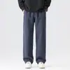 Ropa de Hombre Fengshe / Nuevos Pantalones Casuales de Mezclilla Sintética para Hombre Otoño-Invierno, Forrados de Felpa, Gruesos, Holgados, de Pierna Recta, Pantalones Elásticos Estilo Americano