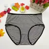 Calcinhas de Cintura Média Femininas, Listras Confortáveis Tingidas em Fio, Cuecas de Seda de Leite Extra Grandes e Gordas, Pedidos de Comércio Exterior