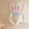Jade Morango Coelho Fofo Orelhas de Coelho Rosa Renda Cabeça de Pelúcia Faixa de Cabeça Feminina Lavagem de Rosto Maquiagem Foto Acessórios de Cabelo Faixa de Cabeça Outono e Inverno