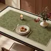 Mantel y tapete de comedor de estilo vintage verde, impermeables y a prueba de aceite, con un toque de lujo ligero y de alta gama, fáciles de limpiar, resistentes al calor, protector retro para mesa de centro