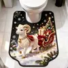 Tapete de Chão de Cordeiro de Natal Desenho Animado Tapete Absorvente de Água para Banheiro de Lama Diatomácea Tapete de Pé em Forma de U para Vaso Sanitário Resistente ao Desgaste Tapete Decorativo