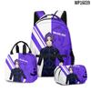 3D Novo Produto Blue Prison 2 Bluelock Mochila Escolar Lancheira Estojo Conjunto de Três Peças Estampa