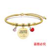 Pulsera Europea y Americana Transfronteriza Acero Inoxidable Pulsera Hueso de Serpiente Día del Maestro Manzana Roja Conmemorativa Regalo Festivo Pulsera Grabable