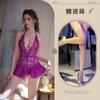 Pijama Sexy Pescoço Pendurado Saia Quadril Renda Abstinência Transparente Lingerie Sexy Uniforme Tentação Feminina Macacão Flertando