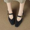 Zapatos de moda con estampado de leopardo, boca baja, Mary Jane, para mujer, de tacón medio, de piel de oveja, tacón fino, estilo coreano, elegantes, para primavera y otoño