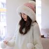 Gorra de Felpa Estilo Lei Feng para Otoño e Invierno, Gorro de Punto para Niños con Bola de Pelo Grande de Amor, Protección para Orejas, Gorro Grueso para Exteriores Resistente al Frío y Mantener Caliente, Cubre Cabeza