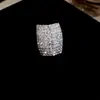 Anillo Cuadrado Abierto Incrustado de Diamantes Transfronterizo Europeo y Americano, Anillo de Moda Personalizado Estilo Palacio para Dedo Índice, Anillo de Lujo Ligero de Alta Gama para Mujer
