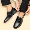 Sapatos de Couro Masculinos Sapatos Sociais de Negócios Estilo Britânico Coreano Perna Preto Sapatos Casuais de Couro Sapatos de Couro para Homens Jovens Trabalhadores