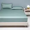 Sábana Bajera Ajustada de Tencel de Color Sólido, Pieza Única de Lyocell, Protector de Colchón Enfriador para Dormir Desnudo, Sábana de Cama de Cobertura Total, Ropa de Cama Antideslizante