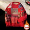 Suéter Grueso Forrado de Polar para Hombre, Marca de Moda Otoño e Invierno, Estilo Holgado y Relajado, Tejido Navideño, Atuendo de Pareja, Chaqueta Suéter