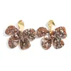Joyería Transfronteriza Europea y Americana, Pendientes de Resina con Flor Degradada Estilo Vintage, Pendientes Geométricos Minimalistas Huecos Exagerados para Mujer