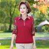 Top de Primavera para Madre Camisa Básica de Punto para Mujeres de Mediana Edad Mujeres de 40 años Mujeres de 50 años Estilo Extranjero de Primavera y Otoño