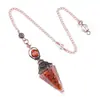 Suministro Transfronterizo Colgante Péndulo de Cristal de Color Rojo Antiguo Soporte de Flores Retro Resina Cónica Hexagonal Ágata Grava Péndulo