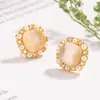 Pendientes Pequeños de Azúcar Piedra Ojo de Gato Perla para Mujer, Lujo Ligero, Gama Alta, Pendientes Suaves, Nicho Único, Accesorios de Oreja Versátiles para el Día a Día